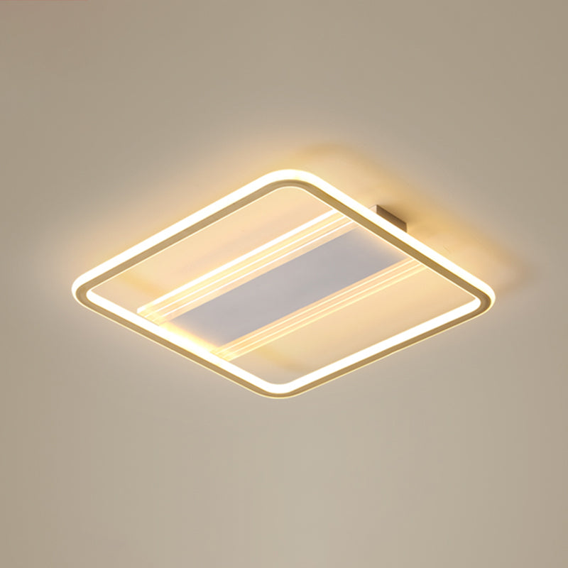 Bedroom Flush Light Minimalist Gold and White Ceiling Light with Square Acrylic Shade Gold 20.5" Clearhalo 'Ceiling Lights' 'Close To Ceiling Lights' 'Close to ceiling' 'Flush mount' Lighting' 2328152