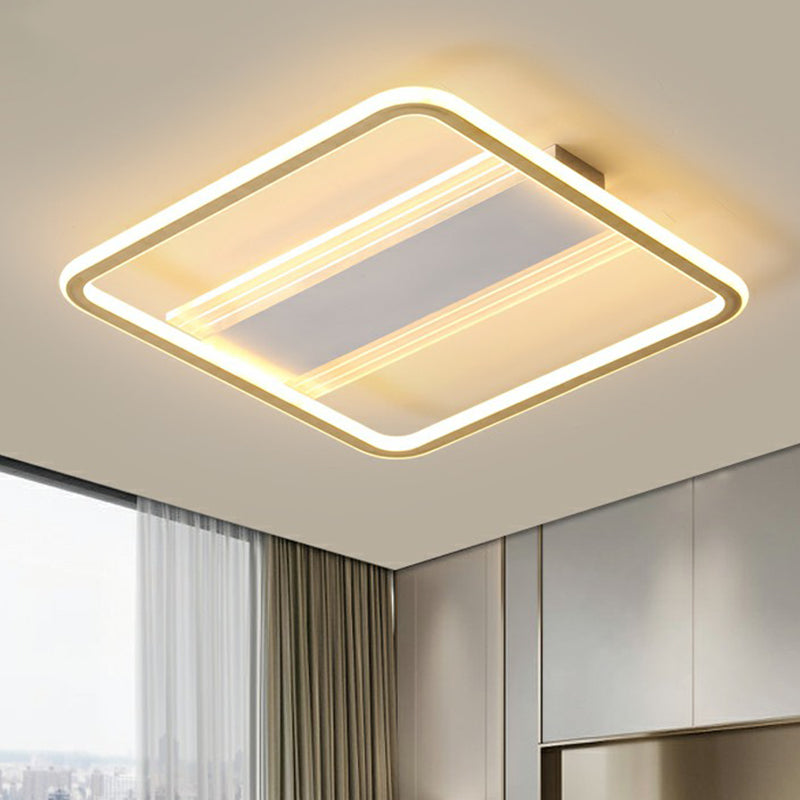Bedroom Flush Light Minimalist Gold and White Ceiling Light with Square Acrylic Shade Clearhalo 'Ceiling Lights' 'Close To Ceiling Lights' 'Close to ceiling' 'Flush mount' Lighting' 2328153