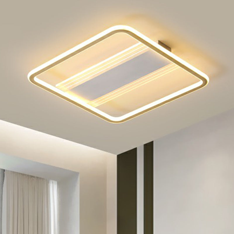 Bedroom Flush Light Minimalist Gold and White Ceiling Light with Square Acrylic Shade Clearhalo 'Ceiling Lights' 'Close To Ceiling Lights' 'Close to ceiling' 'Flush mount' Lighting' 2328155