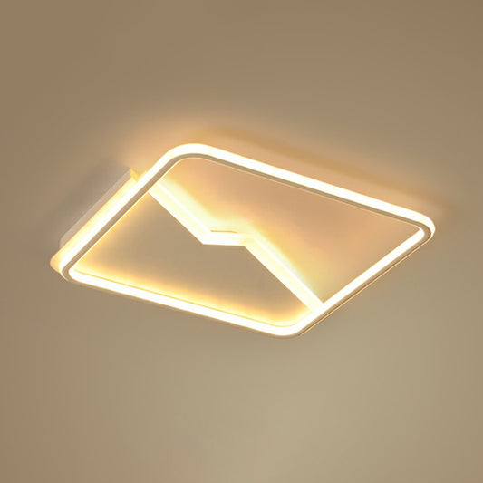 Modern Square LED Ceiling Mount Lamp Aluminum Bedroom Flush Mounted Light Fixture White 24.5" Clearhalo 'Ceiling Lights' 'Close To Ceiling Lights' 'Close to ceiling' 'Flush mount' Lighting' 2328178