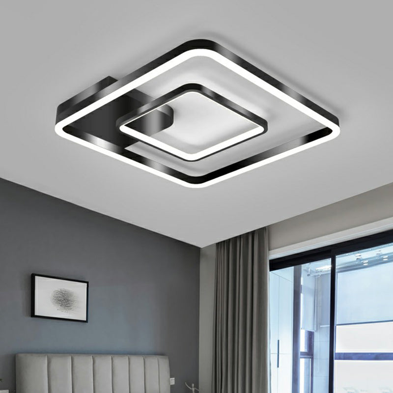 Metal Frame LED Flush Light Minimalistic Black Finish Ceiling Mount Lamp for Bedroom Black Clearhalo 'Ceiling Lights' 'Close To Ceiling Lights' 'Close to ceiling' 'Flush mount' Lighting' 2328185