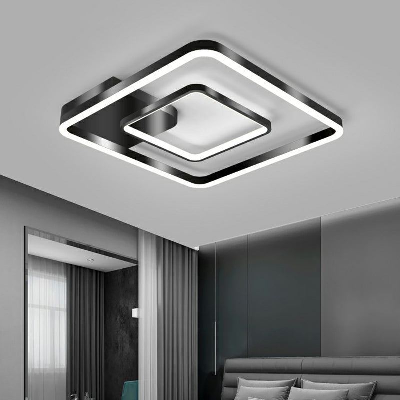 Metal Frame LED Flush Light Minimalistic Black Finish Ceiling Mount Lamp for Bedroom Clearhalo 'Ceiling Lights' 'Close To Ceiling Lights' 'Close to ceiling' 'Flush mount' Lighting' 2328186