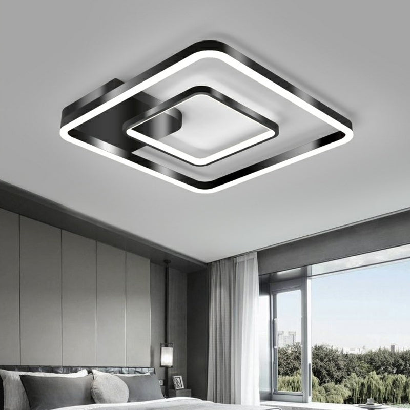 Metal Frame LED Flush Light Minimalistic Black Finish Ceiling Mount Lamp for Bedroom Clearhalo 'Ceiling Lights' 'Close To Ceiling Lights' 'Close to ceiling' 'Flush mount' Lighting' 2328187