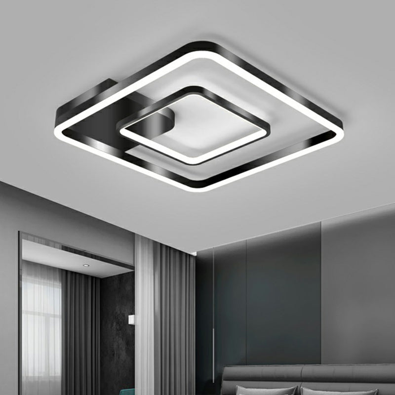 Metal Frame LED Flush Light Minimalistic Black Finish Ceiling Mount Lamp for Bedroom Clearhalo 'Ceiling Lights' 'Close To Ceiling Lights' 'Close to ceiling' 'Flush mount' Lighting' 2328188