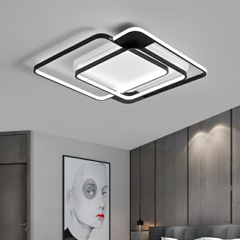 Stacked Ceiling Flush Mount Light Modern Metal Black Square LED Flushmount for Bedroom Clearhalo 'Ceiling Lights' 'Close To Ceiling Lights' 'Close to ceiling' 'Flush mount' Lighting' 2328195
