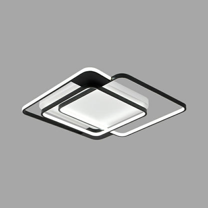 Stacked Ceiling Flush Mount Light Modern Metal Black Square LED Flushmount for Bedroom Black 16.5" White Clearhalo 'Ceiling Lights' 'Close To Ceiling Lights' 'Close to ceiling' 'Flush mount' Lighting' 2328196