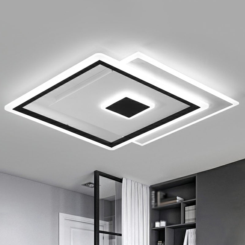 Quad Bedroom LED Ceiling Lamp Acrylic Simplicity Flush Mounted Lighting in Black Clearhalo 'Ceiling Lights' 'Close To Ceiling Lights' 'Close to ceiling' 'Flush mount' Lighting' 2328201