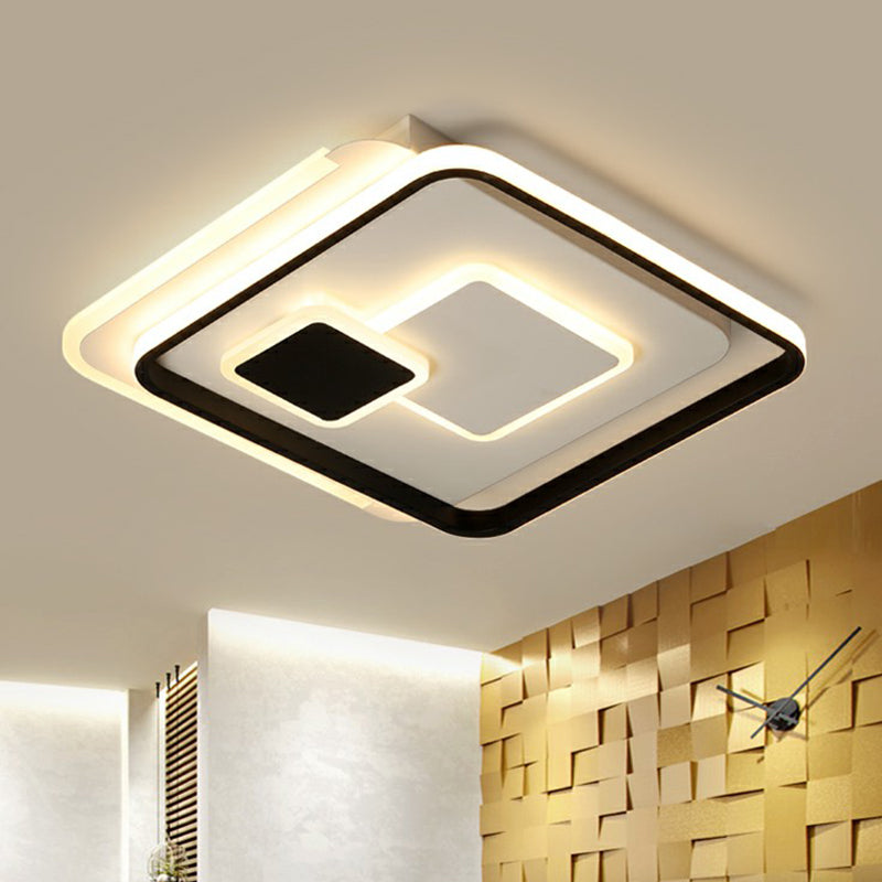 Black Ultrathin Square Flushmount Lighting Minimalist Metal LED Ceiling Light Fixture for Bedroom Clearhalo 'Ceiling Lights' 'Close To Ceiling Lights' 'Close to ceiling' 'Flush mount' Lighting' 2328205