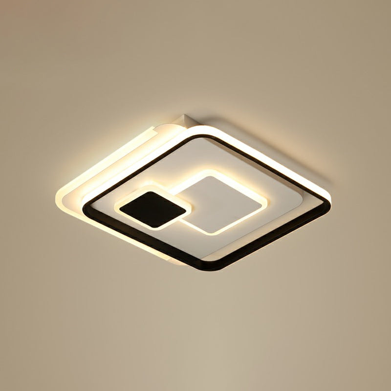 Black Ultrathin Square Flushmount Lighting Minimalist Metal LED Ceiling Light Fixture for Bedroom Black 16.5" Clearhalo 'Ceiling Lights' 'Close To Ceiling Lights' 'Close to ceiling' 'Flush mount' Lighting' 2328206