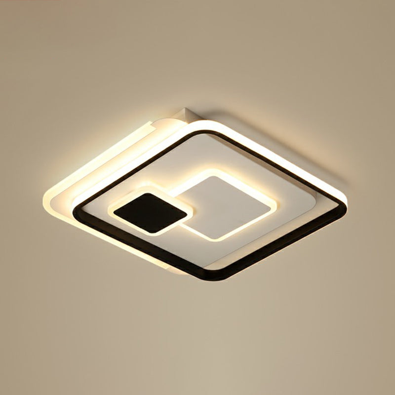 Black Ultrathin Square Flushmount Lighting Minimalist Metal LED Ceiling Light Fixture for Bedroom Black 20.5" Clearhalo 'Ceiling Lights' 'Close To Ceiling Lights' 'Close to ceiling' 'Flush mount' Lighting' 2328210