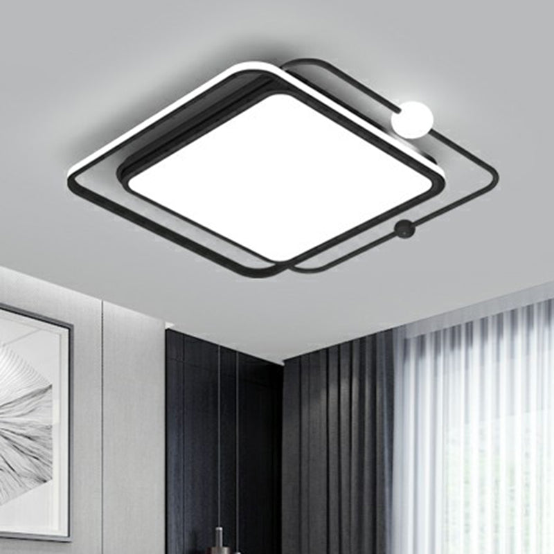 Square and Orb LED Flush Mount Nordic Acrylic Bedroom Flush Ceiling Light in Black Clearhalo 'Ceiling Lights' 'Close To Ceiling Lights' 'Close to ceiling' 'Flush mount' Lighting' 2328225