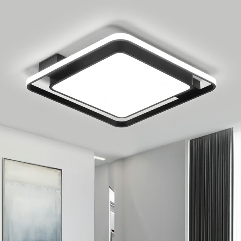 Black Square Ceiling Light Fixture Simple Metal LED Flush Mount with Acrylic Diffuser Clearhalo 'Ceiling Lights' 'Close To Ceiling Lights' 'Close to ceiling' 'Flush mount' Lighting' 2328244
