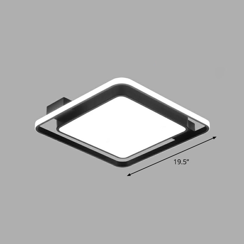 Black Square Ceiling Light Fixture Simple Metal LED Flush Mount with Acrylic Diffuser Black White Clearhalo 'Ceiling Lights' 'Close To Ceiling Lights' 'Close to ceiling' 'Flush mount' Lighting' 2328245