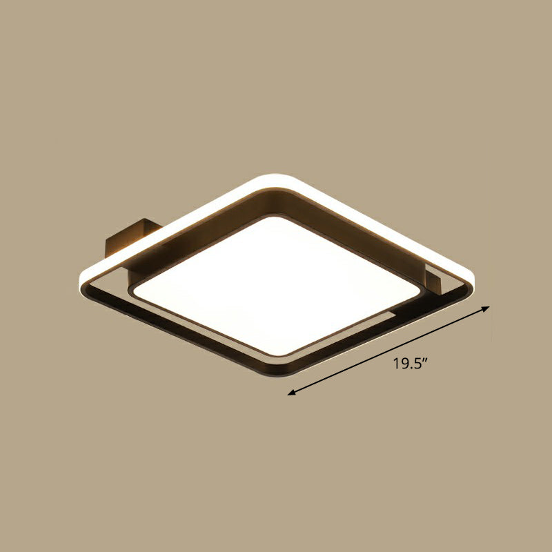 Black Square Ceiling Light Fixture Simple Metal LED Flush Mount with Acrylic Diffuser Black Warm Clearhalo 'Ceiling Lights' 'Close To Ceiling Lights' 'Close to ceiling' 'Flush mount' Lighting' 2328246