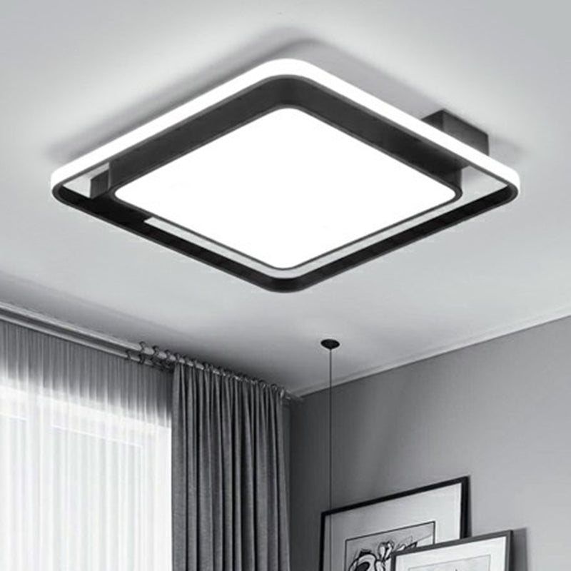 Black Square Ceiling Light Fixture Simple Metal LED Flush Mount with Acrylic Diffuser Clearhalo 'Ceiling Lights' 'Close To Ceiling Lights' 'Close to ceiling' 'Flush mount' Lighting' 2328248