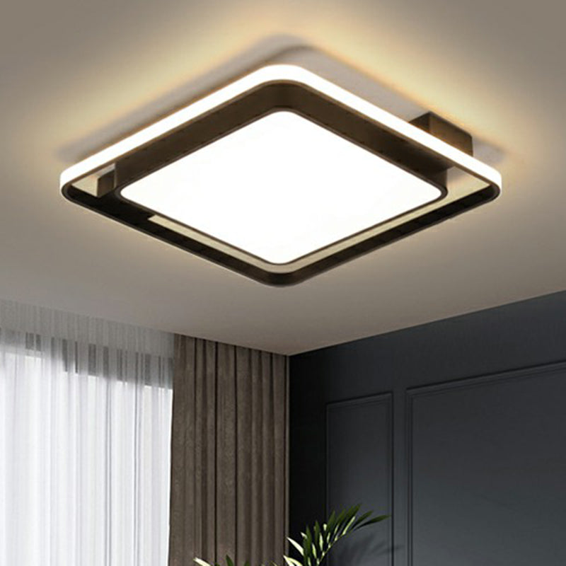 Black Square Ceiling Light Fixture Simple Metal LED Flush Mount with Acrylic Diffuser Clearhalo 'Ceiling Lights' 'Close To Ceiling Lights' 'Close to ceiling' 'Flush mount' Lighting' 2328249