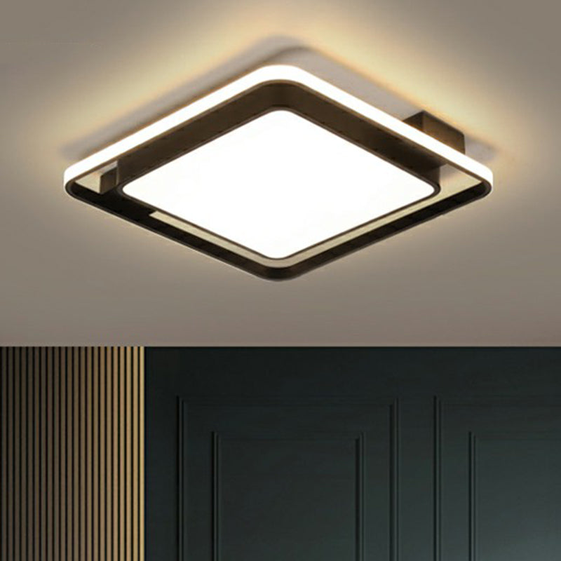 Black Square Ceiling Light Fixture Simple Metal LED Flush Mount with Acrylic Diffuser Clearhalo 'Ceiling Lights' 'Close To Ceiling Lights' 'Close to ceiling' 'Flush mount' Lighting' 2328250
