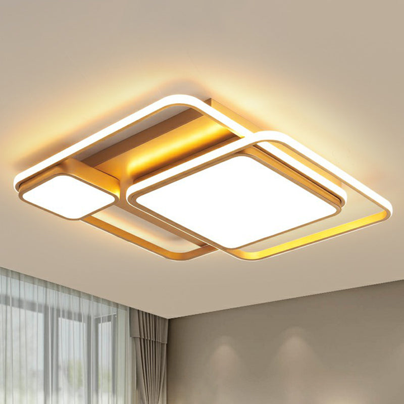 Golden Multi-Square Flush Ceiling Light Minimalist Acrylic LED Flush Mount Light Fixture Clearhalo 'Ceiling Lights' 'Close To Ceiling Lights' 'Close to ceiling' 'Flush mount' Lighting' 2328274