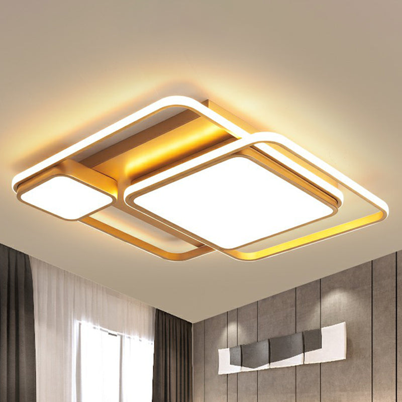 Golden Multi-Square Flush Ceiling Light Minimalist Acrylic LED Flush Mount Light Fixture Clearhalo 'Ceiling Lights' 'Close To Ceiling Lights' 'Close to ceiling' 'Flush mount' Lighting' 2328277