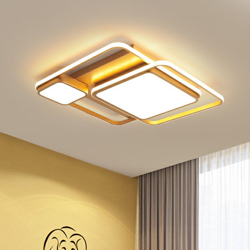 Golden Multi-Square Flush Ceiling Light Minimalist Acrylic LED Flush Mount Light Fixture Clearhalo 'Ceiling Lights' 'Close To Ceiling Lights' 'Close to ceiling' 'Flush mount' Lighting' 2328279