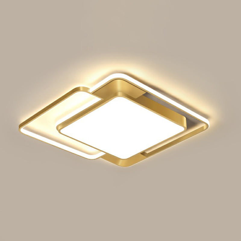 Gold Square Shaped Flush Ceiling Light Fixture Simple Metal LED Flushmount Lighting for Bedroom Gold 20.5" Third Gear Clearhalo 'Ceiling Lights' 'Close To Ceiling Lights' 'Close to ceiling' 'Flush mount' Lighting' 2328290