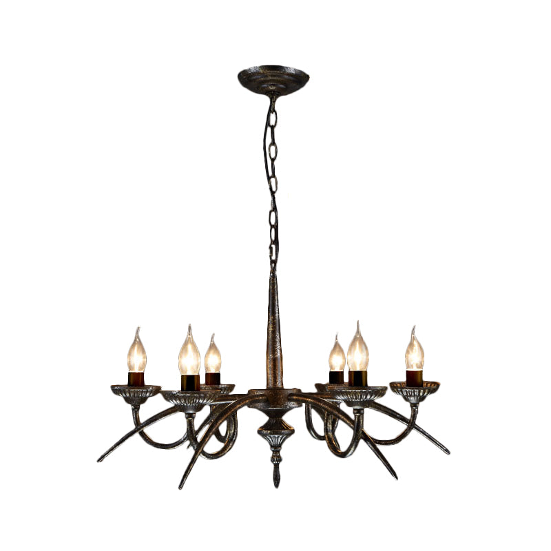 Industrial Candelabra Hanging Pendant 6 Lights Metal Ceiling Chandelier in Black for Bedroom Clearhalo 'Ceiling Lights' 'Chandeliers' Lighting' options 232874