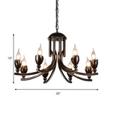 Metal Candle Chandelier Lamp Industrial 8-Head Restaurant Pendant Ceiling Light in Black Clearhalo 'Ceiling Lights' 'Chandeliers' Lighting' options 232893