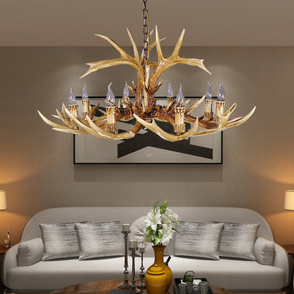 Traditional Antler Shaped Hanging Lamp 8 Bulbs Resin Chandelier Light Fixture in Brown Brown Clearhalo 'Ceiling Lights' 'Chandeliers' Lighting' options 232961_06fa74ef-b603-40d8-8826-cca0e91ab6b8