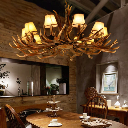 Conical Resin Pendant Lighting Traditional 10-Bulb Dining Room Chandelier Light in Brown Brown Clearhalo 'Ceiling Lights' 'Chandeliers' Lighting' options 232993_fe04e5c2-35b9-4e6f-814c-99bf6e96610a