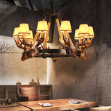 Resin Tapered Shade Chandelier Lamp Rural 10-Head Restaurant Pendant Ceiling Light in Black Clearhalo 'Ceiling Lights' 'Chandeliers' Lighting' options 233004