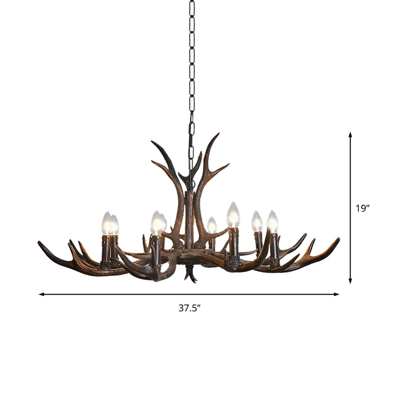 Candelabra Dining Room Hanging Lamp Traditional Resin 4/6/8 Bulbs Black Chandelier Pendant Light with Deer Antler Clearhalo 'Ceiling Lights' 'Chandeliers' Lighting' options 233052