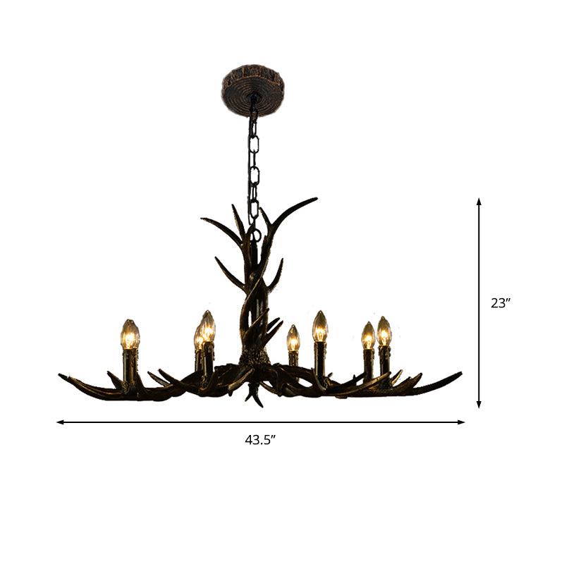 6/8/10-Light Chandelier Light Rustic Study Suspension Pendant with Resin Antler in Brass Clearhalo 'Ceiling Lights' 'Chandeliers' Lighting' options 233131