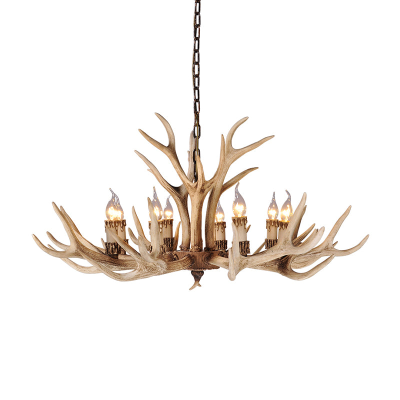 Resin Light Brown Hanging Chandelier Deer Antler 8/12/24 Bulbs Traditional Pendant Light Fixture for Dining Room Clearhalo 'Ceiling Lights' 'Chandeliers' Lighting' options 233221