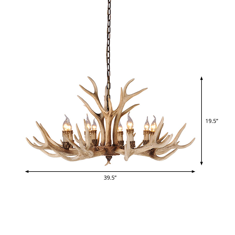 Resin Light Brown Hanging Chandelier Deer Antler 8/12/24 Bulbs Traditional Pendant Light Fixture for Dining Room Clearhalo 'Ceiling Lights' 'Chandeliers' Lighting' options 233222