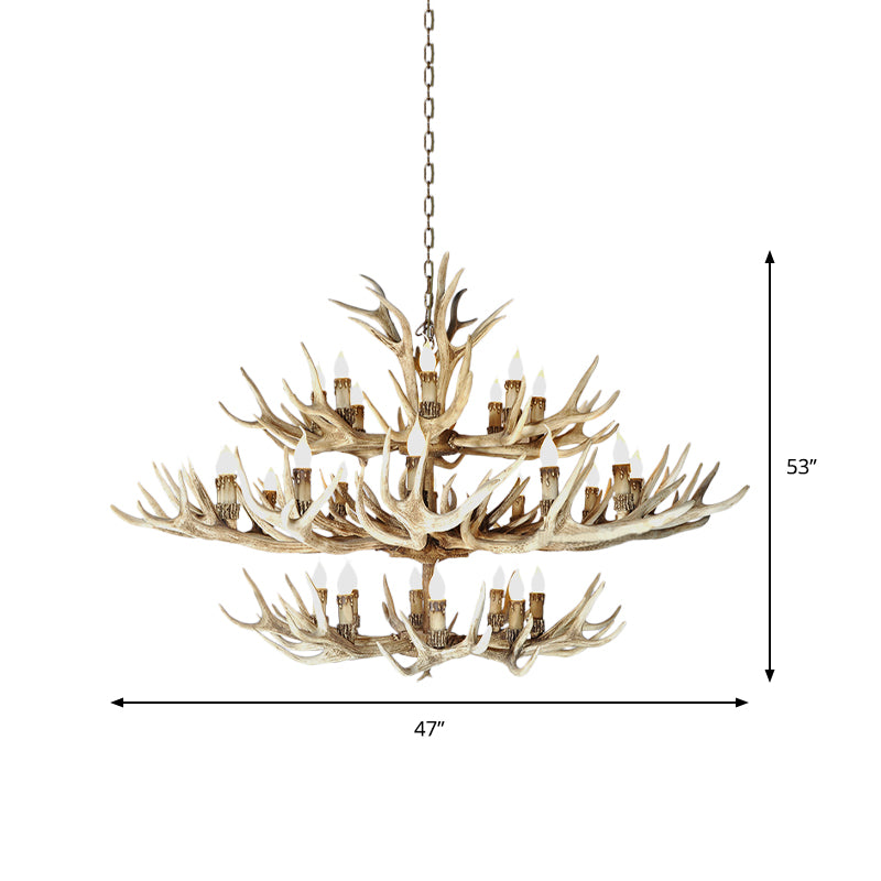 Resin Light Brown Hanging Chandelier Deer Antler 8/12/24 Bulbs Traditional Pendant Light Fixture for Dining Room Clearhalo 'Ceiling Lights' 'Chandeliers' Lighting' options 233230