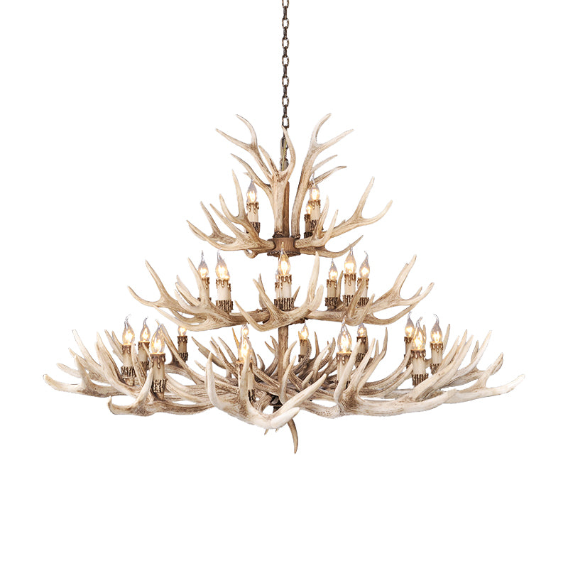 Resin Light Brown Hanging Chandelier Deer Antler 8/12/24 Bulbs Traditional Pendant Light Fixture for Dining Room Clearhalo 'Ceiling Lights' 'Chandeliers' Lighting' options 233233