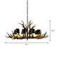 6/8/10-Bulb Resin Suspension Light Rustic Black Tapered Living Room Chandelier Lighting with Antler Clearhalo 'Ceiling Lights' 'Chandeliers' Lighting' options 233253