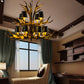 6/8/10-Bulb Resin Suspension Light Rustic Black Tapered Living Room Chandelier Lighting with Antler 12 Black Clearhalo 'Ceiling Lights' 'Chandeliers' Lighting' options 233262_30fb2183-c1a4-46d0-be88-3b3699b8a658