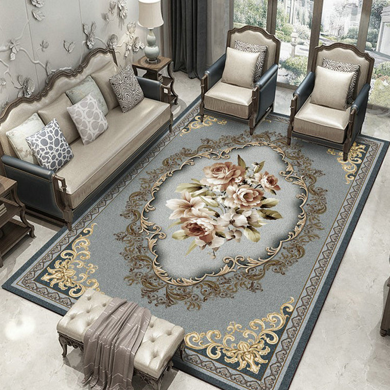 Multi-Color Oriental Rug Polypropylene Geometric Print Indoor Rug Non-Slip Backing Stain-Resistant Area Carpet for Parlor Gray-Blue Clearhalo 'Area Rug' 'Rug' 2333043