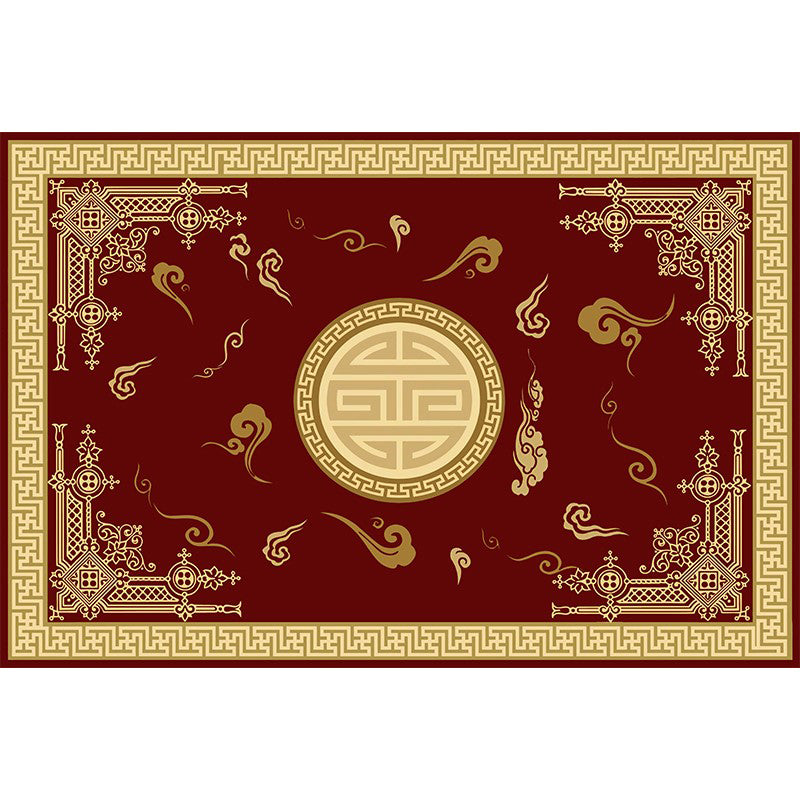 Multi-Color Oriental Rug Polypropylene Geometric Print Indoor Rug Non-Slip Backing Stain-Resistant Area Carpet for Parlor Burgundy Clearhalo 'Area Rug' 'Rug' 2333048