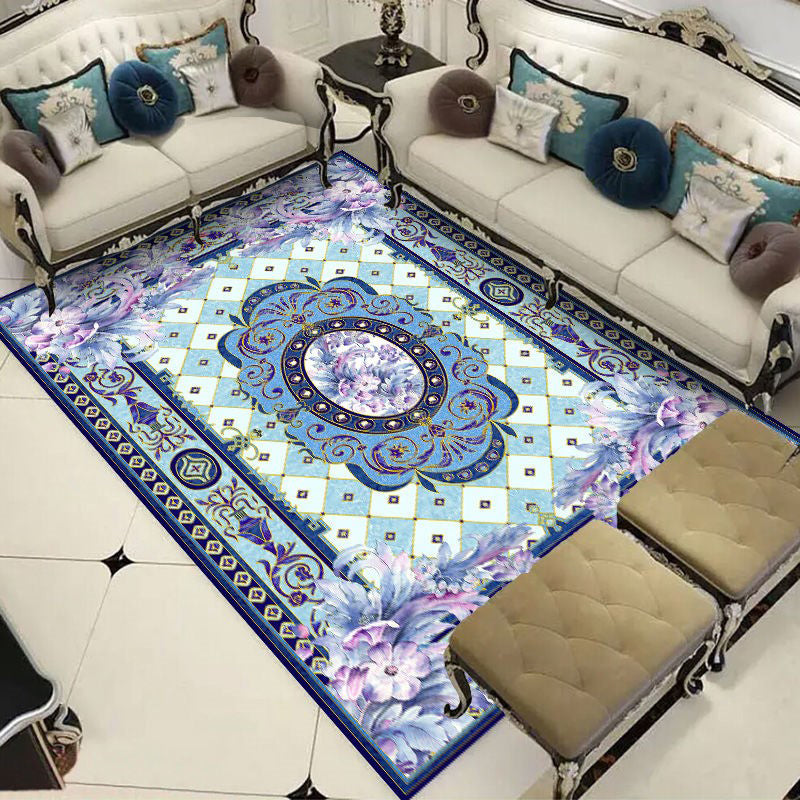 Multi-Color Oriental Rug Polypropylene Geometric Print Indoor Rug Non-Slip Backing Stain-Resistant Area Carpet for Parlor Purple Clearhalo 'Area Rug' 'Rug' 2333050