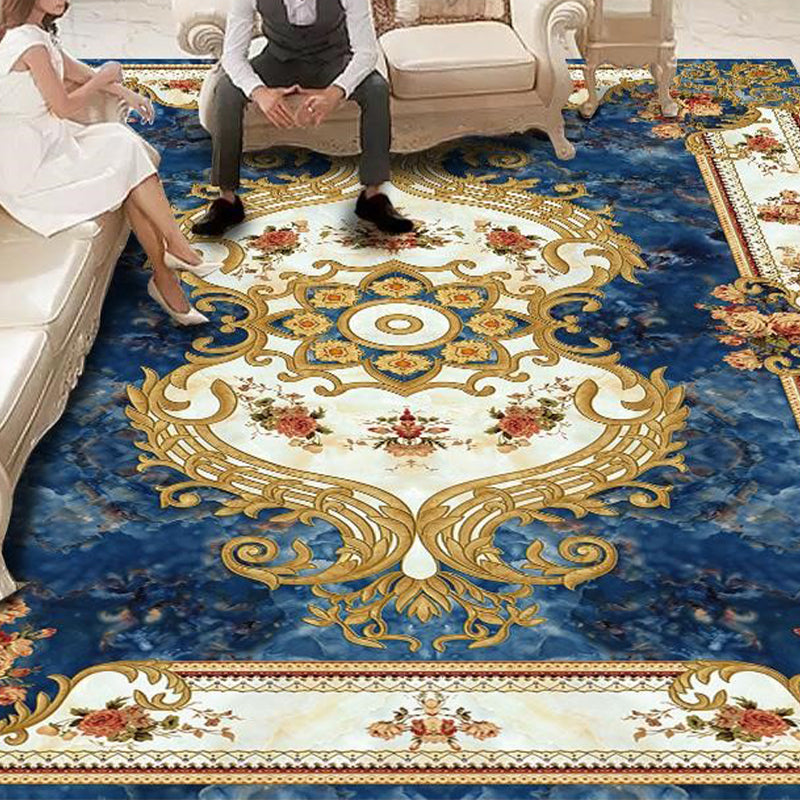 Multi-Color Oriental Rug Polypropylene Geometric Print Indoor Rug Non-Slip Backing Stain-Resistant Area Carpet for Parlor Blue Clearhalo 'Area Rug' 'Rug' 2333051