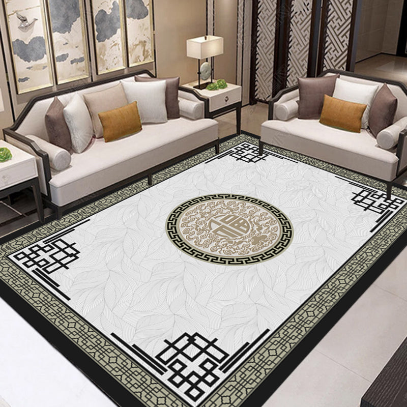 Retro Living Room Rug Multi Color Plant Print Area Rug Cotton Blend Non-Slip Backing Pet Friendly Indoor Rug Grey Clearhalo 'Area Rug' 'Rug' 2333054