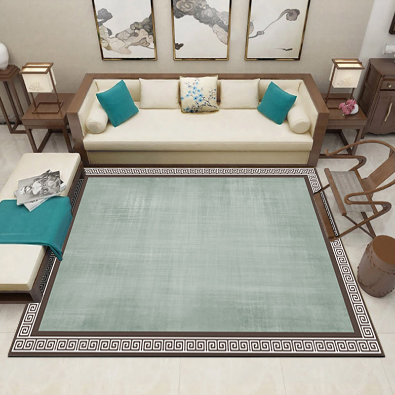 Multi Colored Parlor Rug Asian Geometric Print Indoor Rug Polyster Non-Slip Backing Stain-Resistant Area Carpet Green Clearhalo 'Area Rug' 'Rug' 2333063