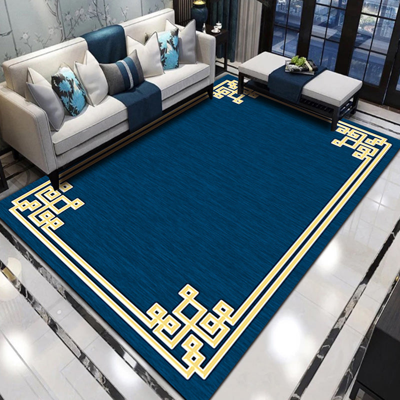 Multi Colored Parlor Rug Asian Geometric Print Indoor Rug Polyster Non-Slip Backing Stain-Resistant Area Carpet Dark Blue Clearhalo 'Area Rug' 'Rug' 2333070
