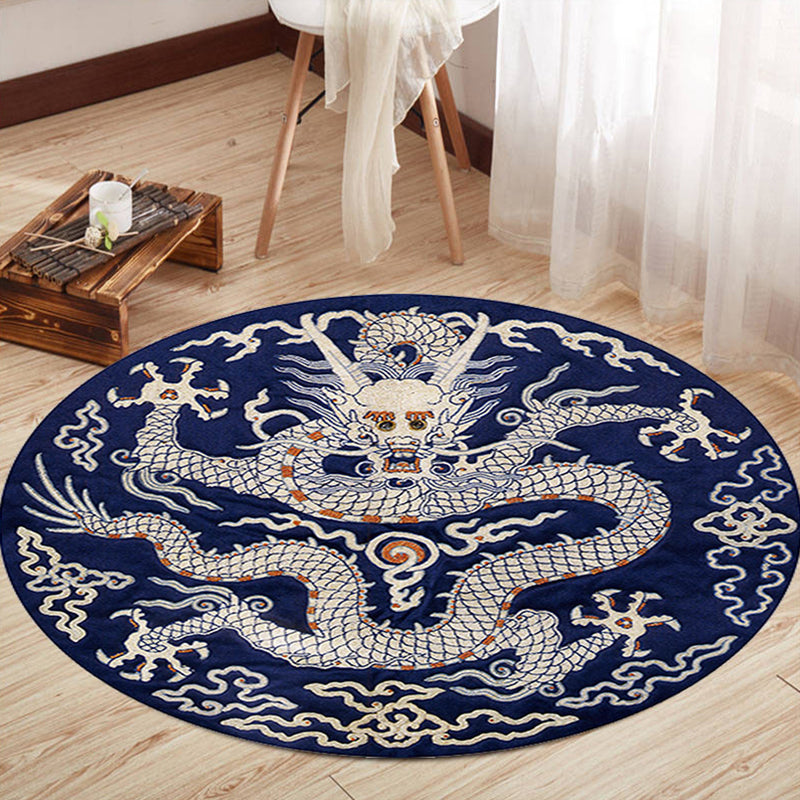 Oriental Living Room Rug Multi Colored Floral Printed Indoor Rug Polypropylene Anti-Slip Washable Easy Care Carpet Navy Clearhalo 'Area Rug' 'Rug' 2333103