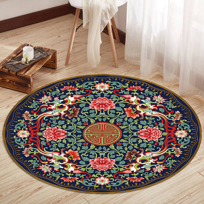 Oriental Living Room Rug Multi Colored Floral Printed Indoor Rug Polypropylene Anti-Slip Washable Easy Care Carpet Green Clearhalo 'Area Rug' 'Rug' 2333105