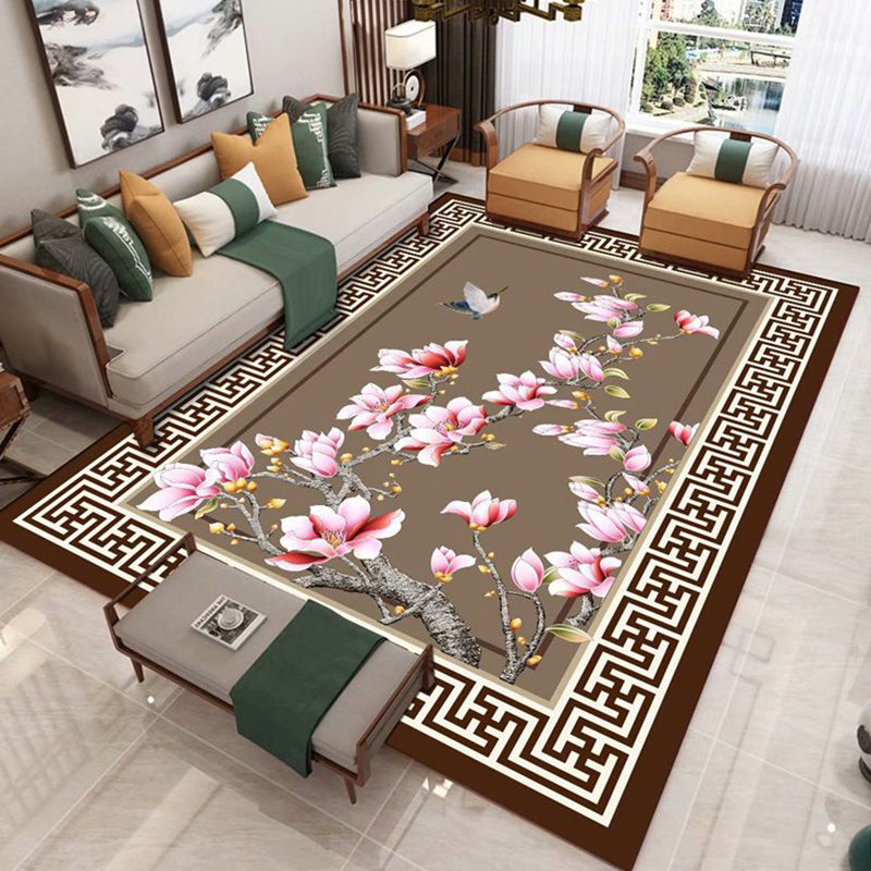 Vintage Parlor Rug Multi-Colored Floral Patterned Indoor Rug Synthetics Anti-Slip Backing Pet Friendly Carpet Pink Clearhalo 'Area Rug' 'Rug' 2333107