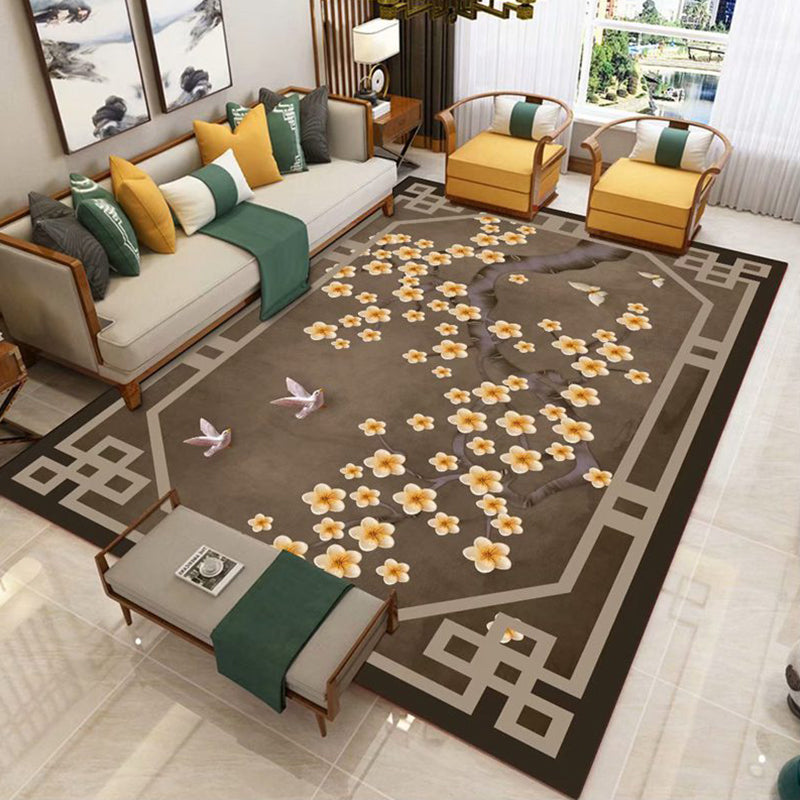 Vintage Parlor Rug Multi-Colored Floral Patterned Indoor Rug Synthetics Anti-Slip Backing Pet Friendly Carpet Brown Clearhalo 'Area Rug' 'Rug' 2333110
