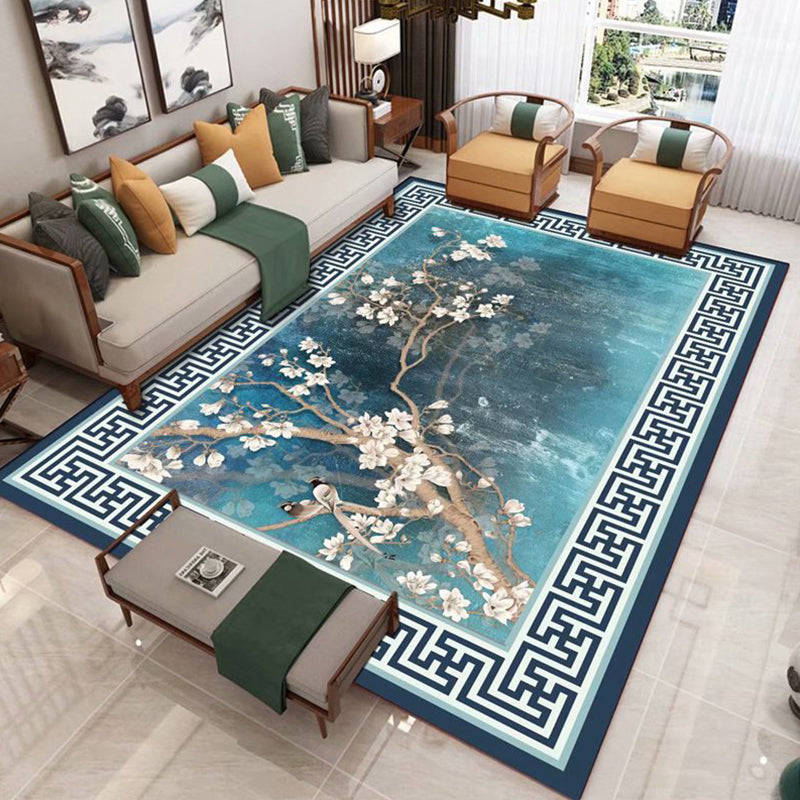 Vintage Parlor Rug Multi-Colored Floral Patterned Indoor Rug Synthetics Anti-Slip Backing Pet Friendly Carpet Lake Blue Clearhalo 'Area Rug' 'Rug' 2333112